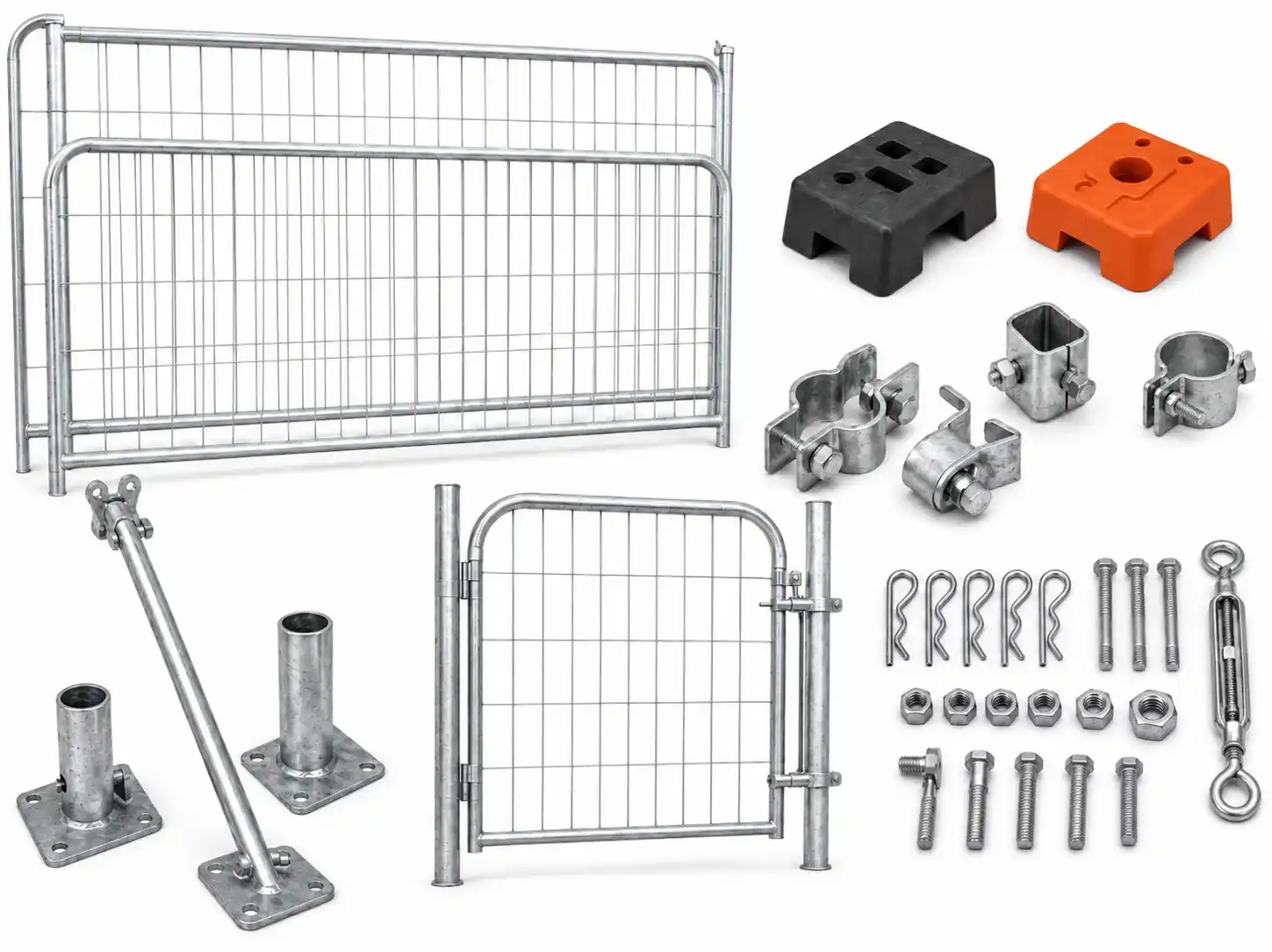 Feet clamps braces and gates for Australia temporary fence order checking
