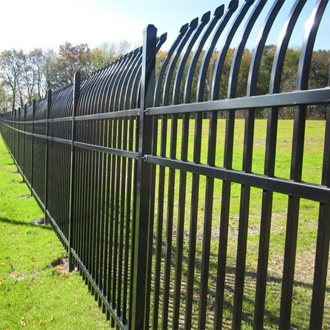Black bent top security fence installed for perimeter protection