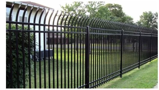 Bent top security fence project line around property edge