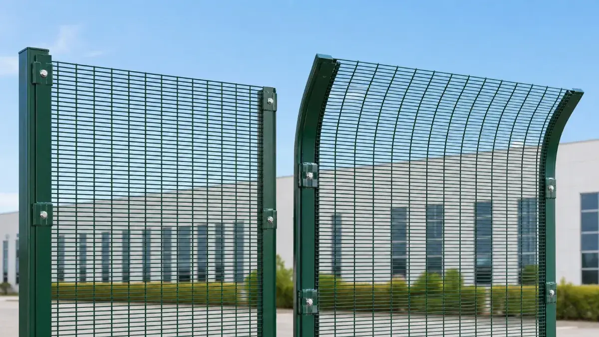 Curved top and flat top 358 anti-climb fence panel options