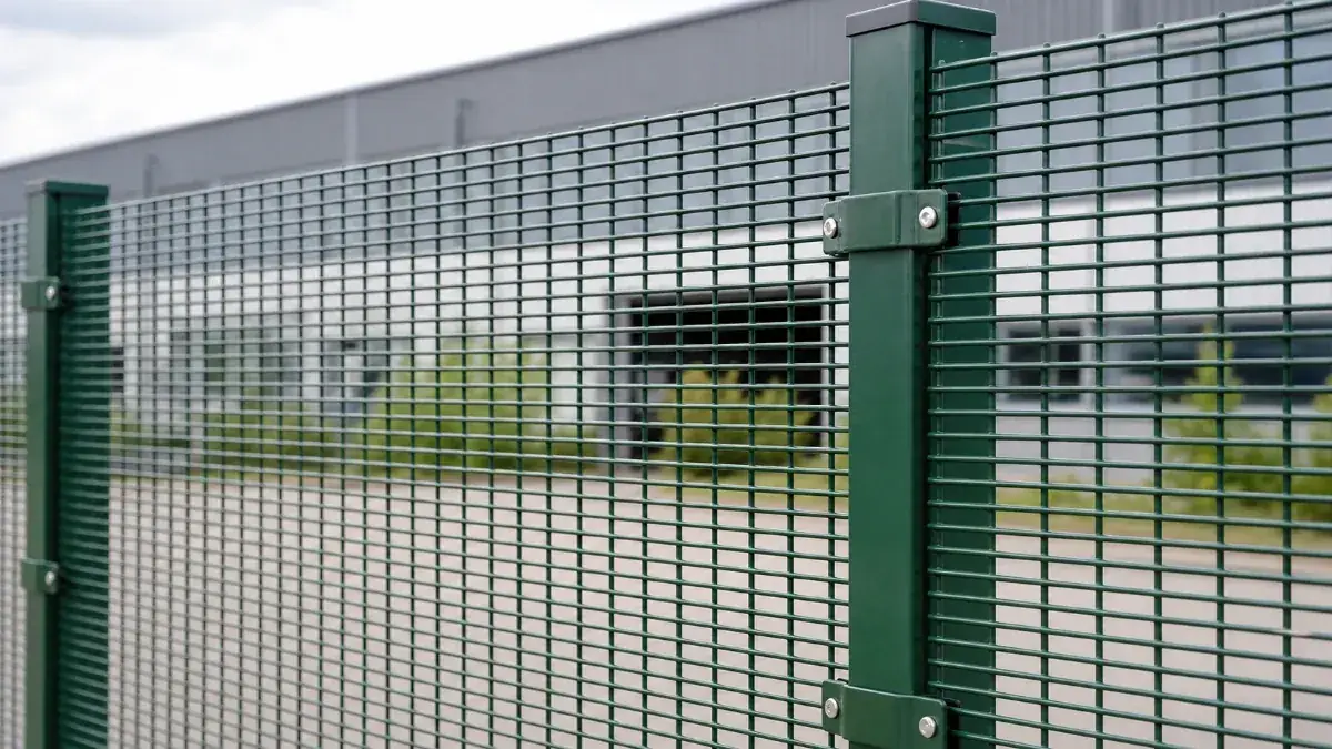 PVC coated 358 anti-climb fence panel with green security mesh