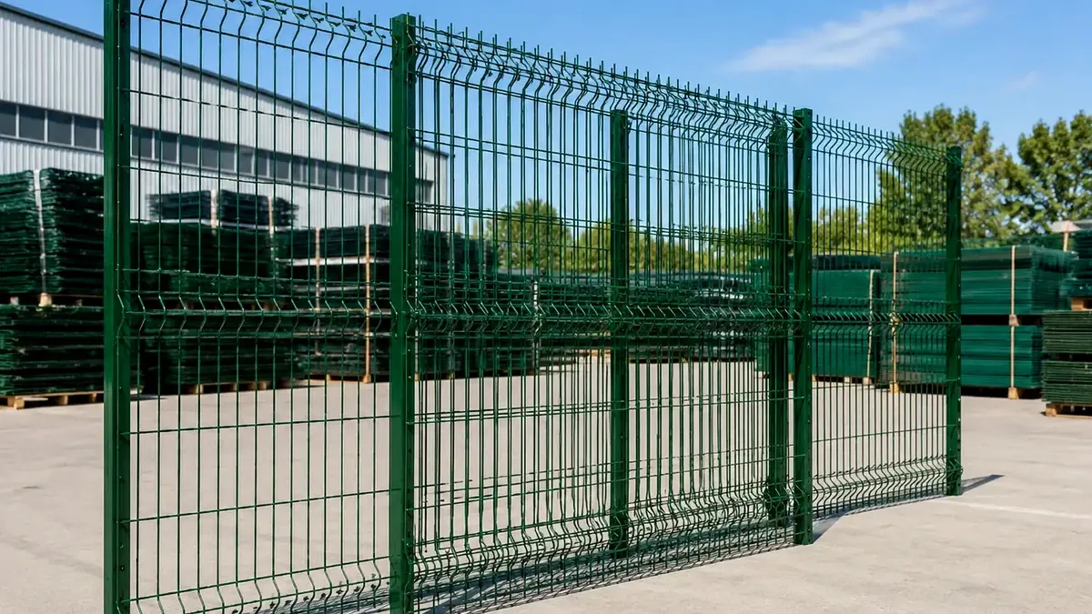 green 3d wire mesh fence panels in factory yard