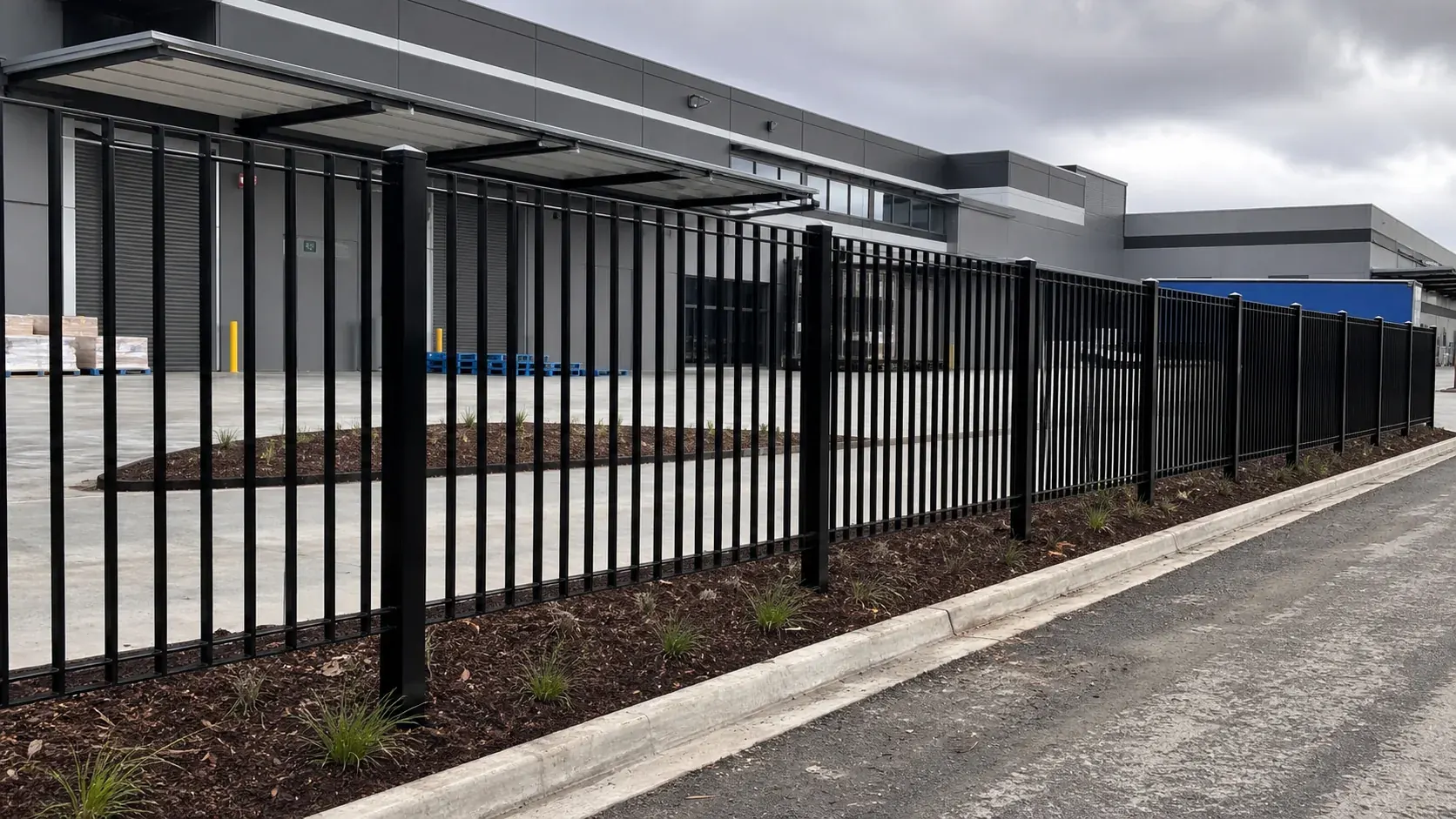steel flat bar fence design for commercial boundary