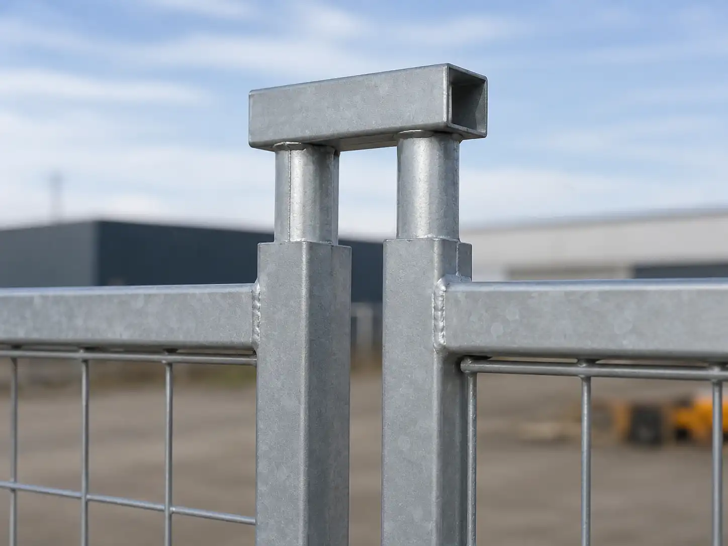 Canada temporary fence fixing clamp detail between two panel tubes