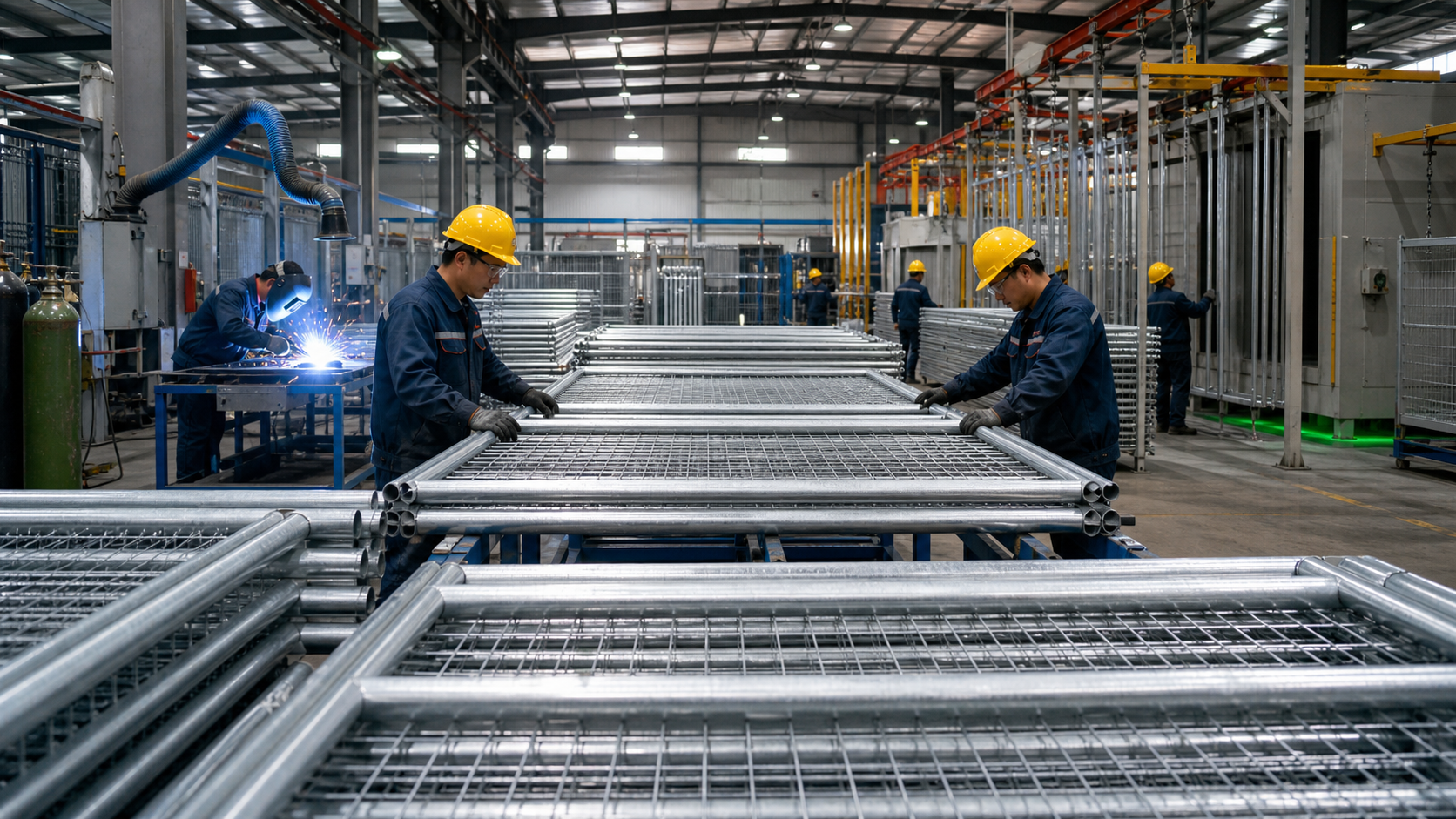 Fence factory production line and inspection