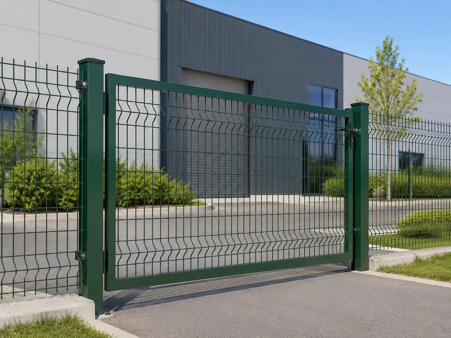 Matching 3D wire mesh fence gate for access openings