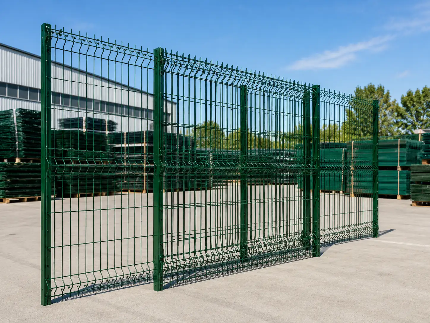 3D wire mesh fence panels with V-bends and matching posts