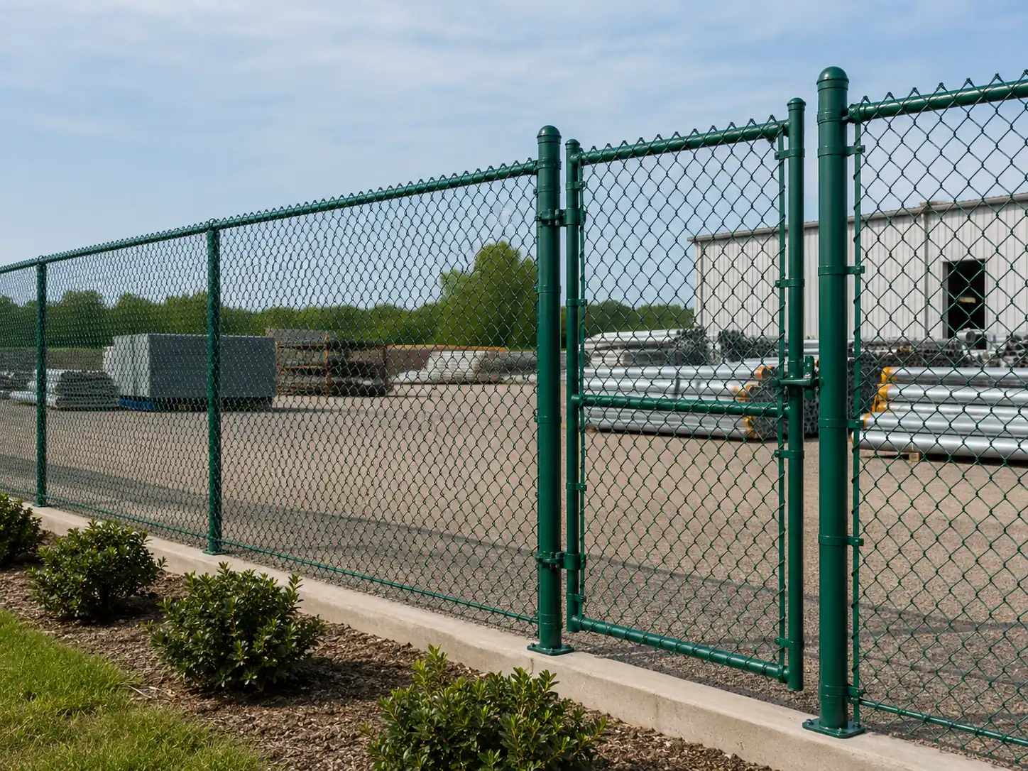 PVC coated chain link fencing with framework and gate