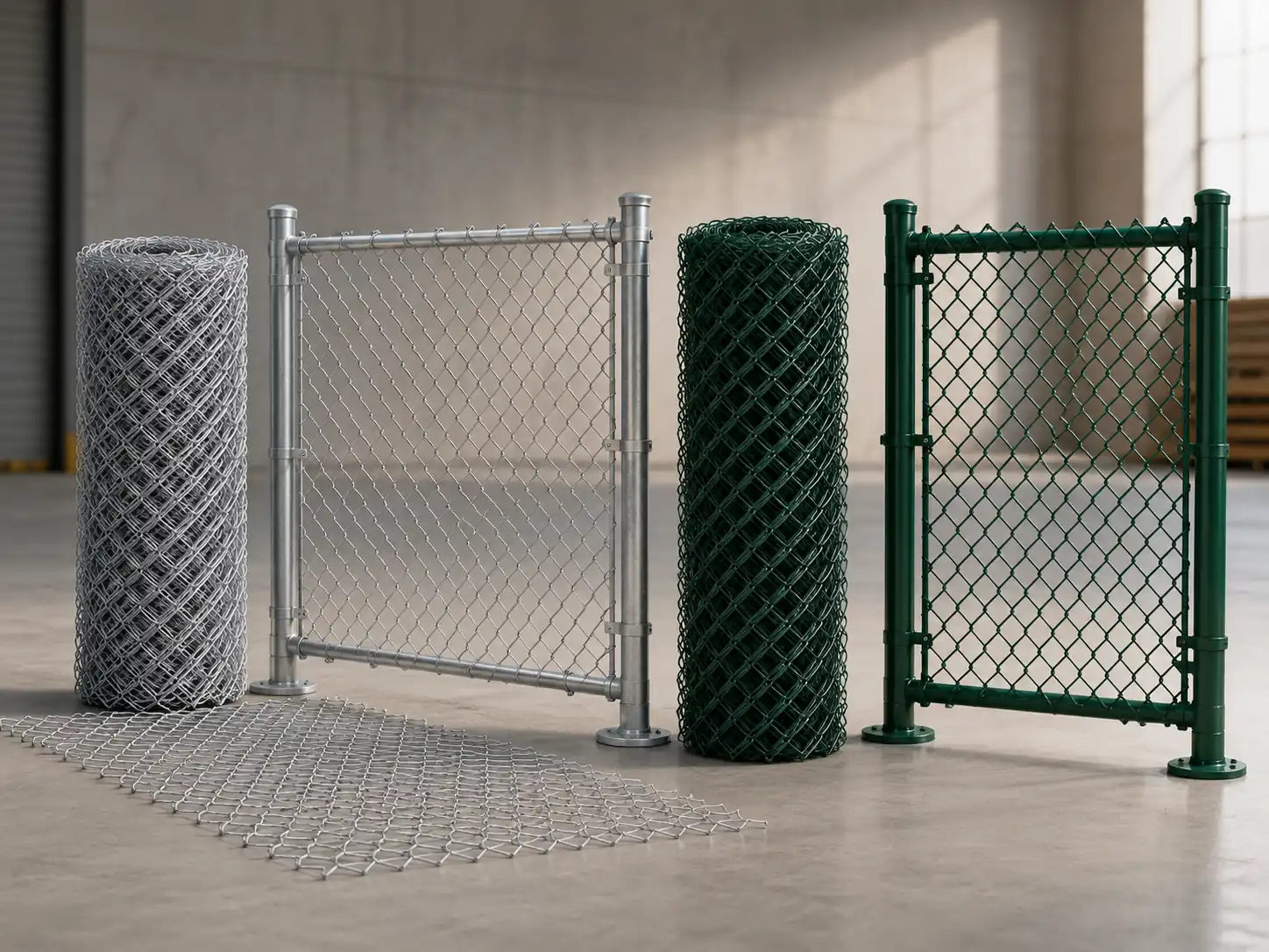 PVC coated and galvanized chain link fence roll and fabric options
