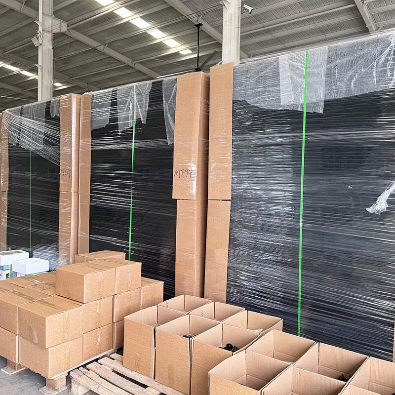 Fence panels packed with cartons and protective wrapping
