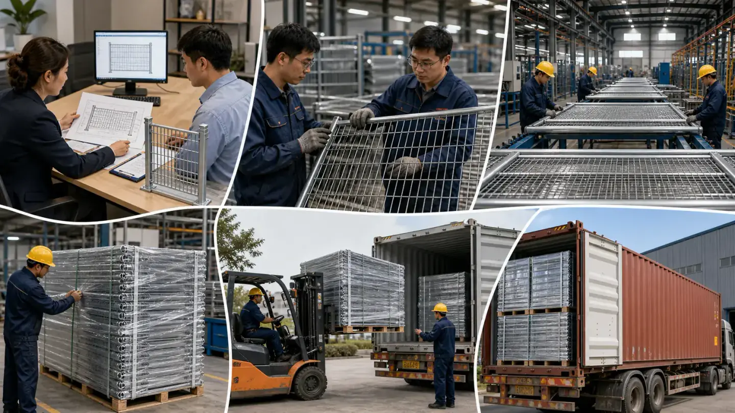 Fence export order process from RFQ to production, packing and shipment