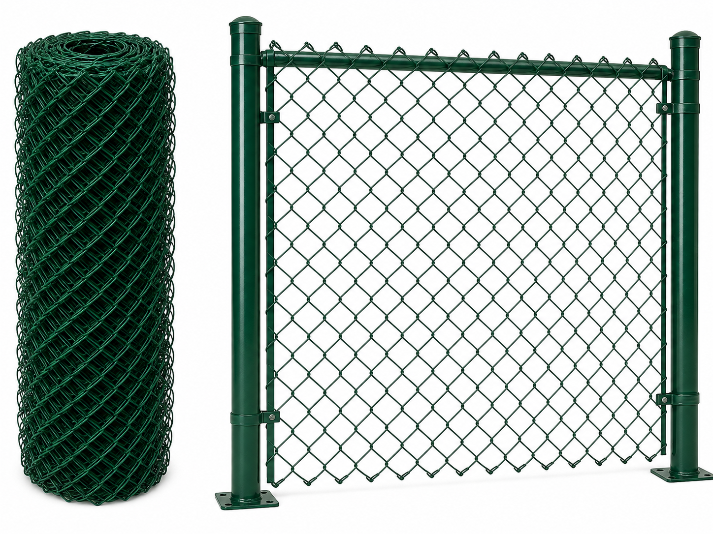 PVC coated green chain link fence roll and panel