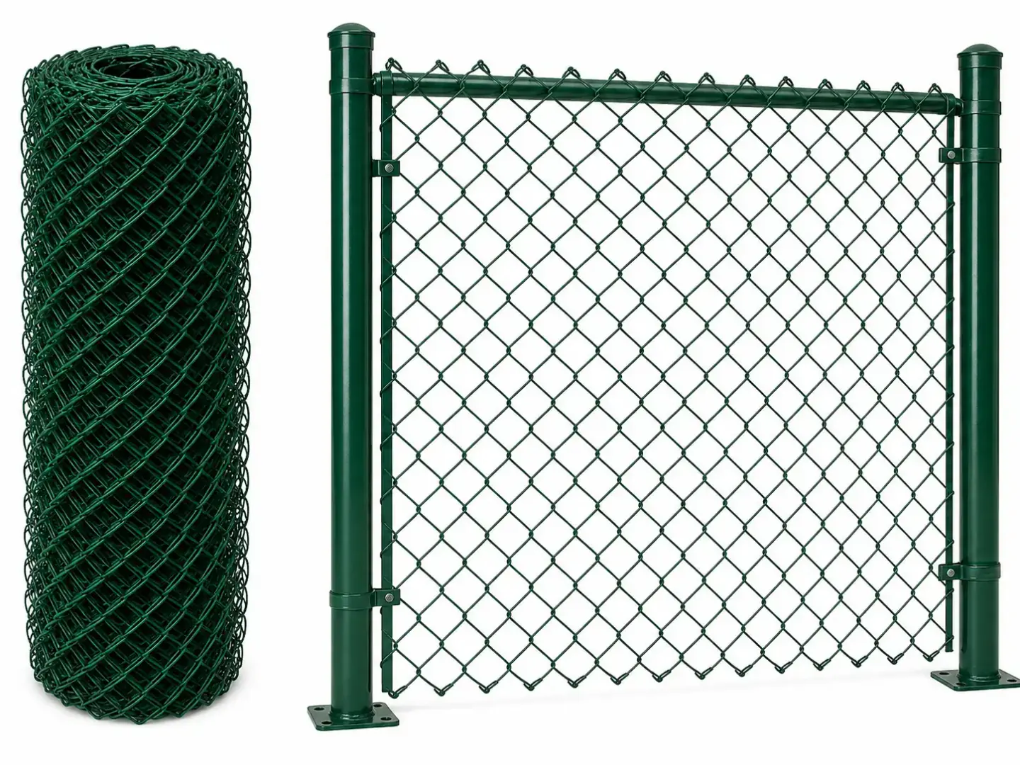 PVC coated green chain link fence roll and panel