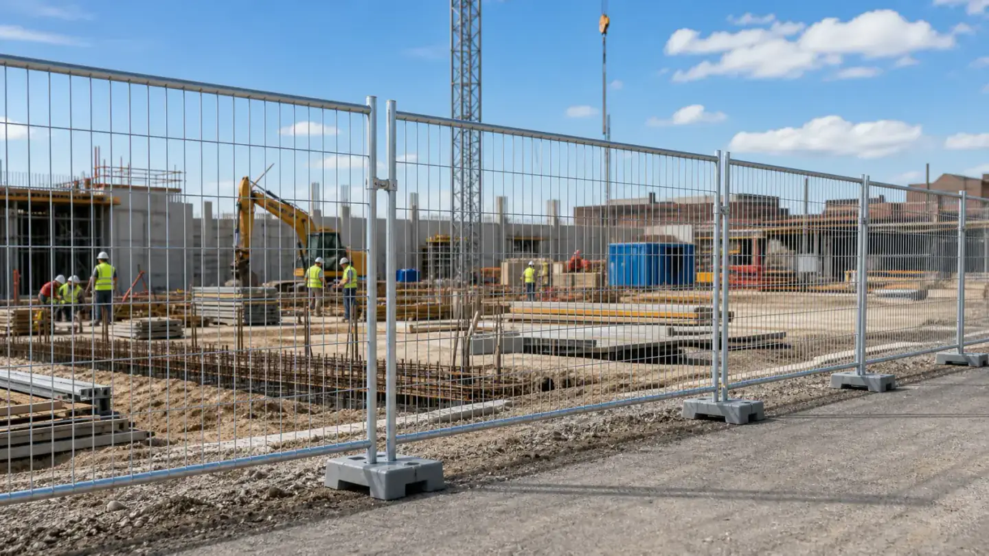Temporary fence panels used around a construction site