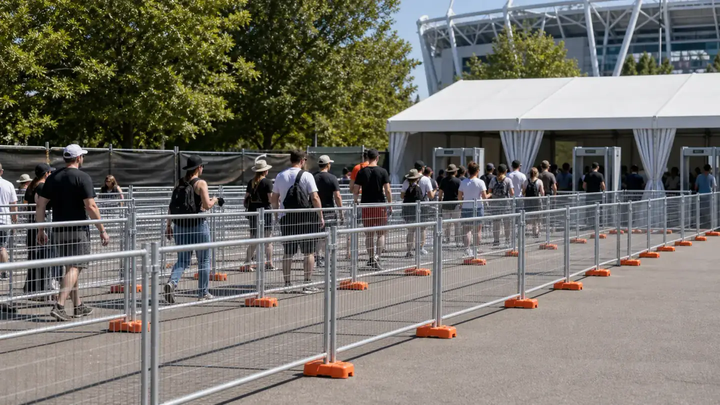 Portable temporary fence barriers for event crowd control