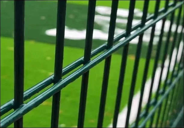 Close view of welded twin wire mesh used for 656 double wire fence