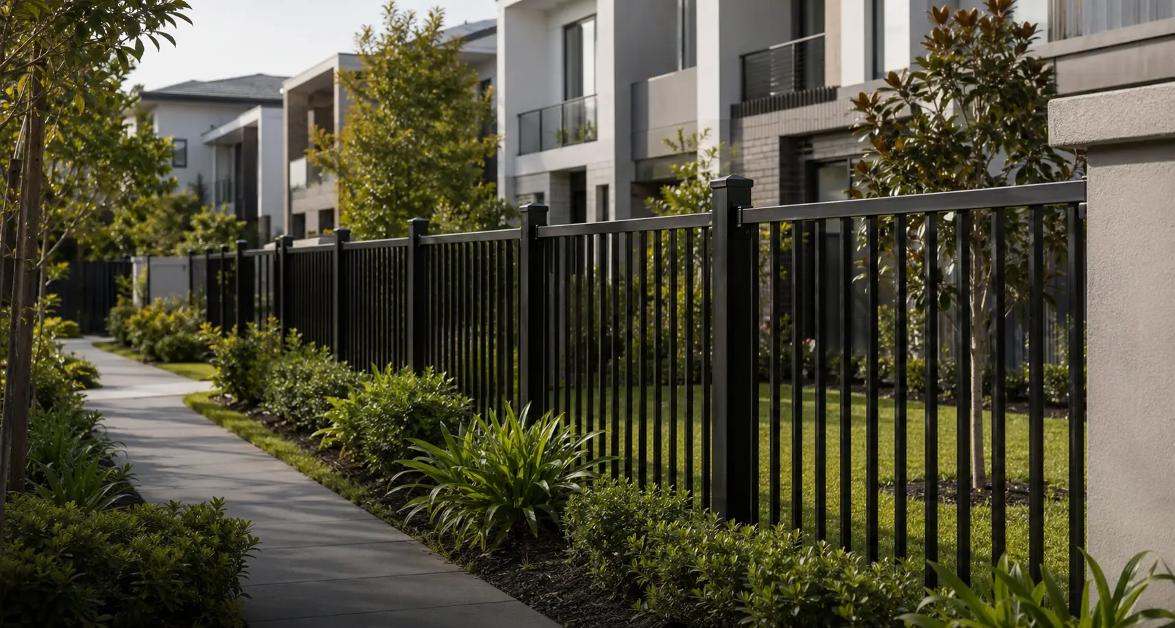 Aluminium pool fence panels for garden and housing developments