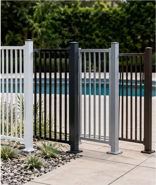 Powder coated aluminium pool fencing finish