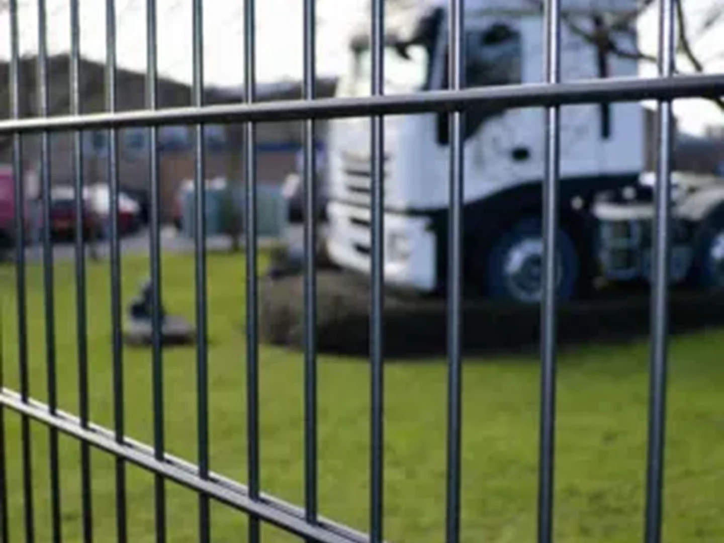 Double wire fence used around a commercial site and car park edge