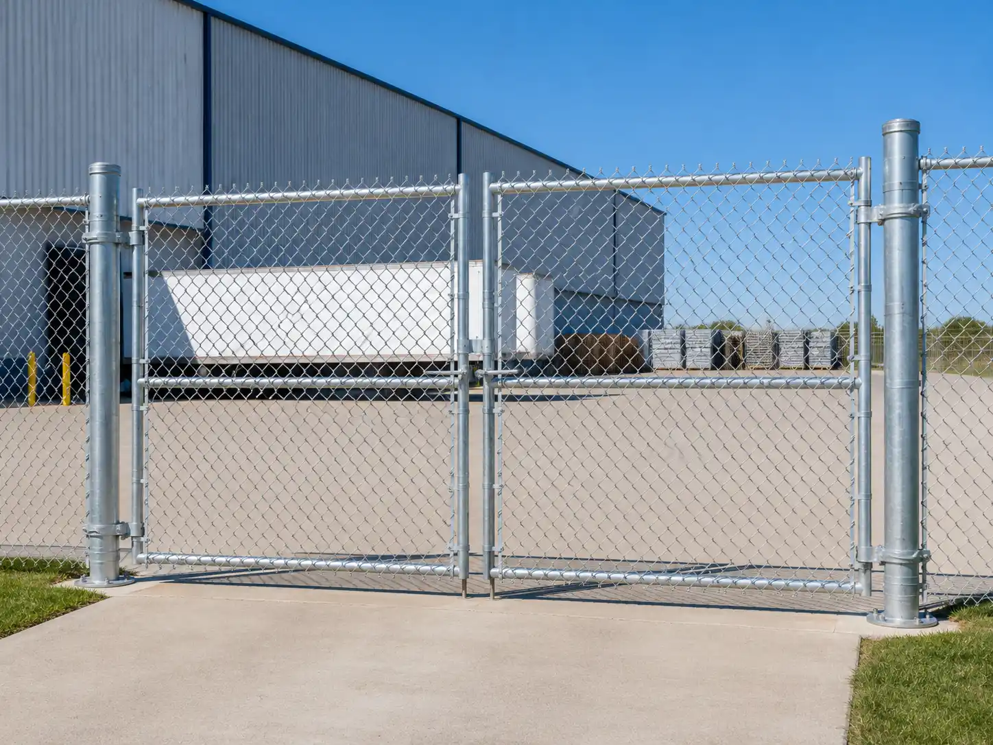 Galvanized chain link fence gate matched to the fence system