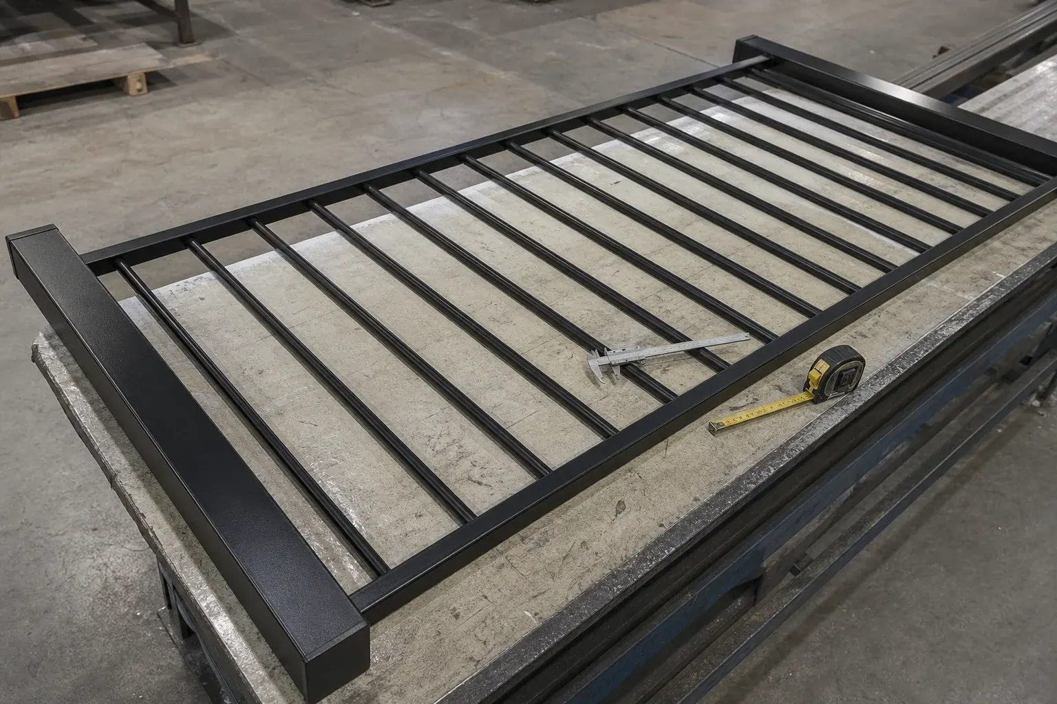 Quality inspection for flat top steel fence panels before shipment
