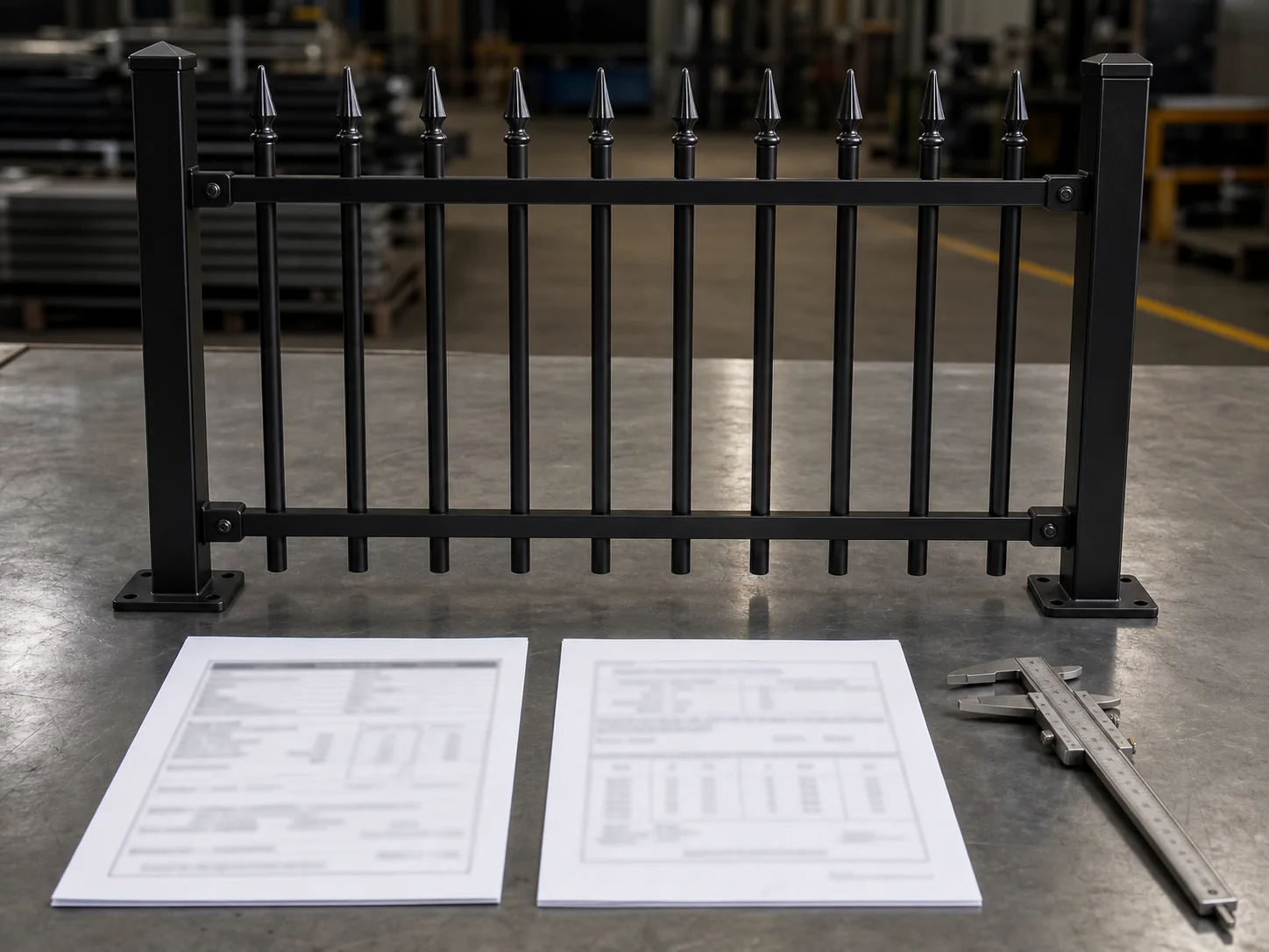 Fence material document and specification record for steel fence order